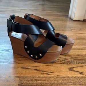 Frye Black Leather Wedge- Made in Italy